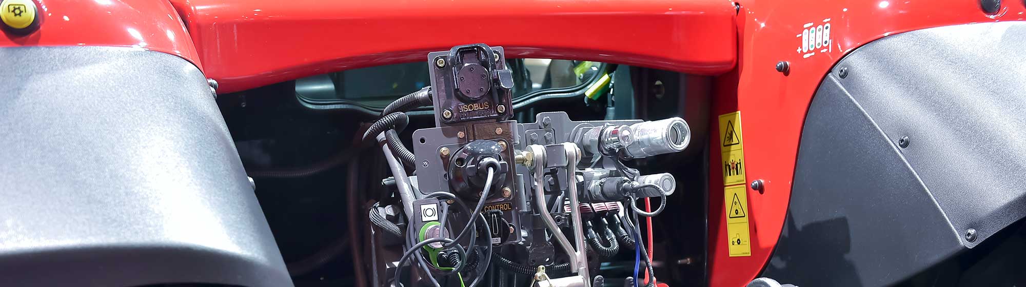 Detail of the inside of a red tractor